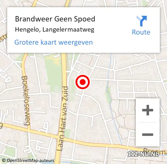 Locatie op kaart van de 112 melding: Brandweer Geen Spoed Naar Hengelo, Langelermaatweg op 18 mei 2024 15:43