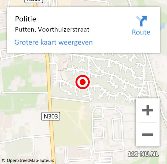 Locatie op kaart van de 112 melding: Politie Putten, Voorthuizerstraat op 18 mei 2024 15:46