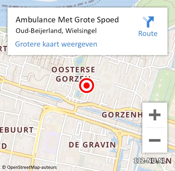 Locatie op kaart van de 112 melding: Ambulance Met Grote Spoed Naar Oud-Beijerland, Wielsingel op 18 mei 2024 15:46