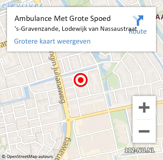 Locatie op kaart van de 112 melding: Ambulance Met Grote Spoed Naar 's-Gravenzande, Lodewijk van Nassaustraat op 18 mei 2024 16:15