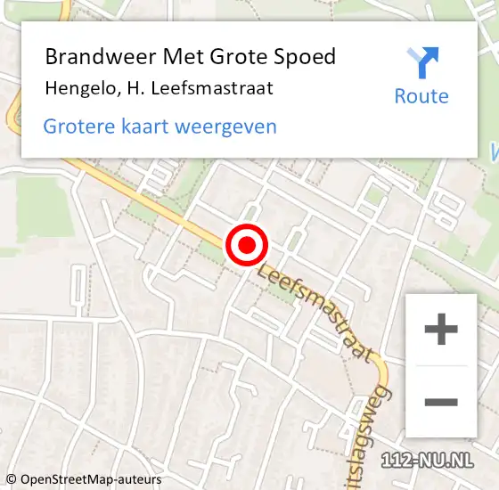 Locatie op kaart van de 112 melding: Brandweer Met Grote Spoed Naar Hengelo, H. Leefsmastraat op 18 mei 2024 16:16