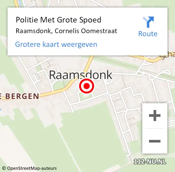 Locatie op kaart van de 112 melding: Politie Met Grote Spoed Naar Raamsdonk, Cornelis Oomestraat op 18 mei 2024 16:27