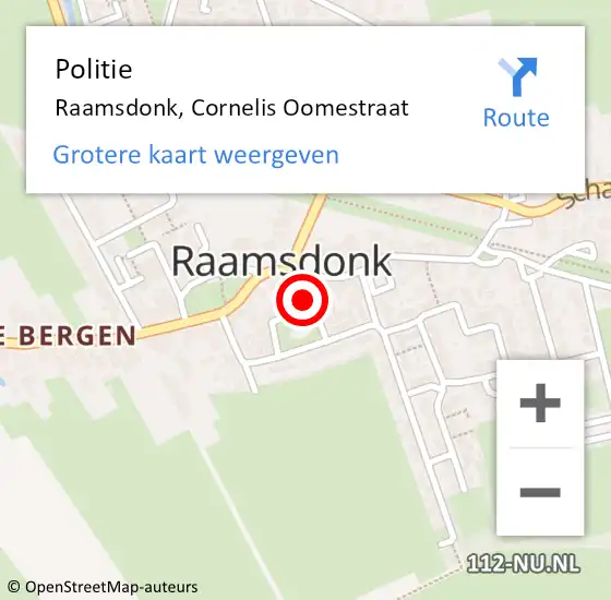 Locatie op kaart van de 112 melding: Politie Raamsdonk, Cornelis Oomestraat op 18 mei 2024 16:27
