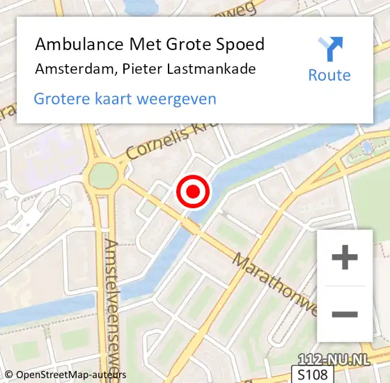 Locatie op kaart van de 112 melding: Ambulance Met Grote Spoed Naar Amsterdam, Pieter Lastmankade op 18 mei 2024 16:35