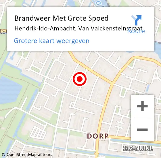 Locatie op kaart van de 112 melding: Brandweer Met Grote Spoed Naar Hendrik-Ido-Ambacht, Van Valckensteinstraat op 18 mei 2024 16:45