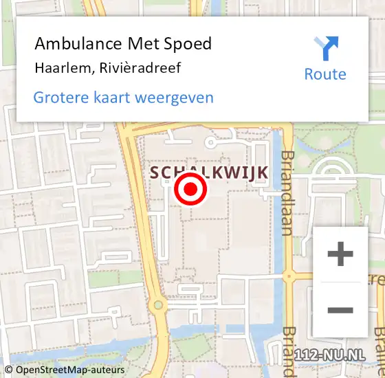 Locatie op kaart van de 112 melding: Ambulance Met Spoed Naar Haarlem, Rivièradreef op 18 mei 2024 16:55