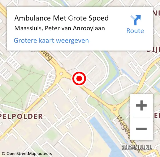 Locatie op kaart van de 112 melding: Ambulance Met Grote Spoed Naar Maassluis, Peter van Anrooylaan op 18 mei 2024 17:06