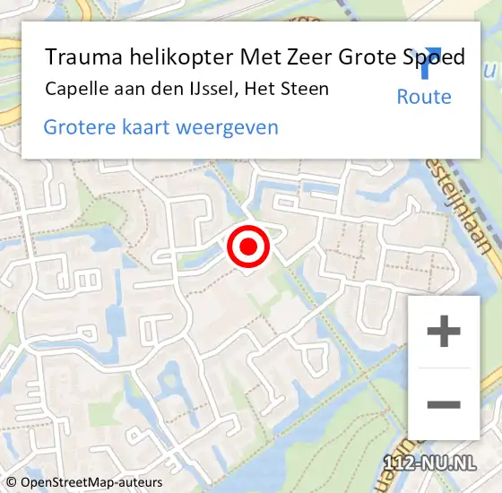 Locatie op kaart van de 112 melding: Trauma helikopter Met Zeer Grote Spoed Naar Capelle aan den IJssel, Het Steen op 18 mei 2024 17:13