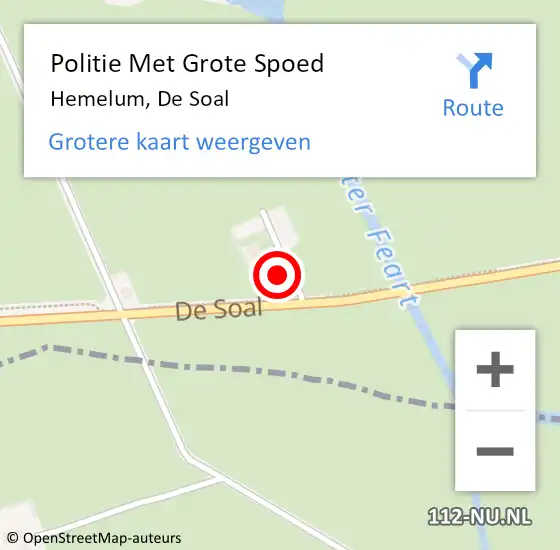 Locatie op kaart van de 112 melding: Politie Met Grote Spoed Naar Hemelum, De Soal op 18 mei 2024 17:19