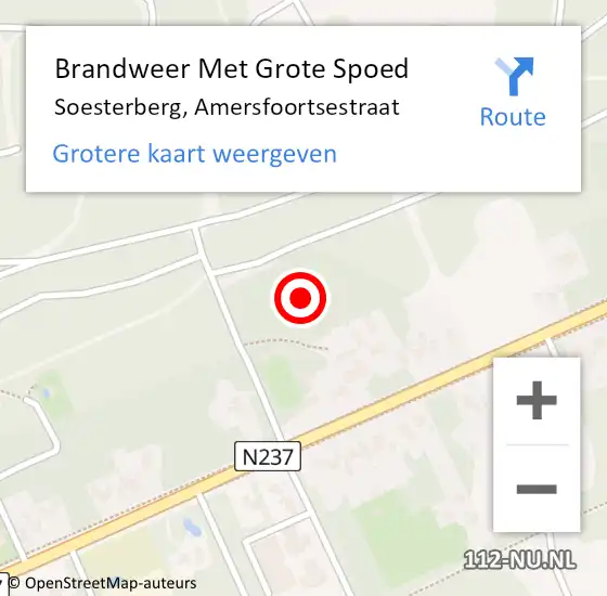 Locatie op kaart van de 112 melding: Brandweer Met Grote Spoed Naar Soesterberg, Amersfoortsestraat op 18 mei 2024 17:20