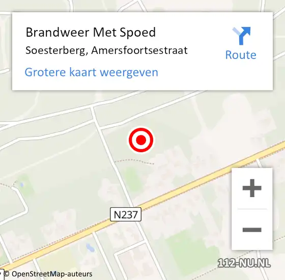 Locatie op kaart van de 112 melding: Brandweer Met Spoed Naar Soesterberg, Amersfoortsestraat op 18 mei 2024 17:23