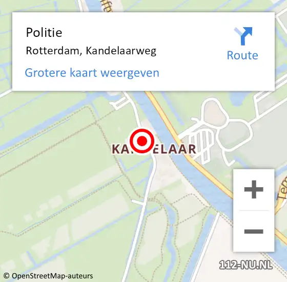 Locatie op kaart van de 112 melding: Politie Rotterdam, Kandelaarweg op 18 mei 2024 17:25