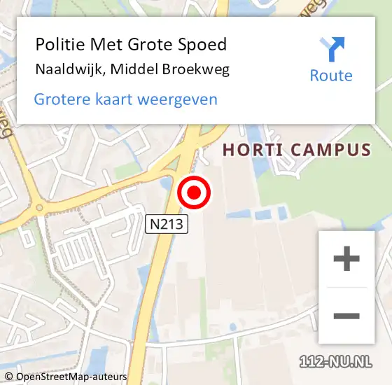 Locatie op kaart van de 112 melding: Politie Met Grote Spoed Naar Naaldwijk, Middel Broekweg op 18 mei 2024 17:25