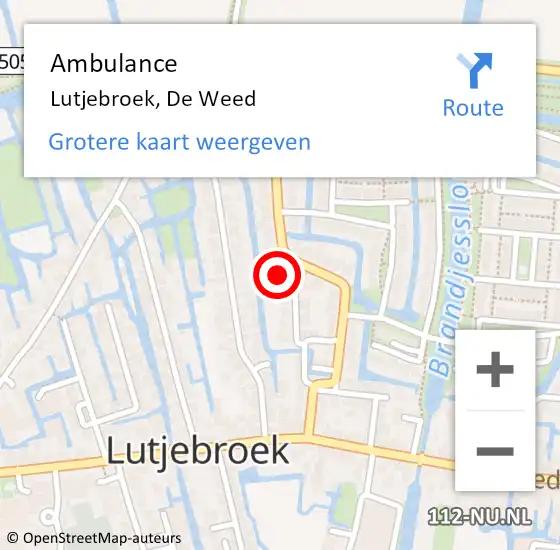 Locatie op kaart van de 112 melding: Ambulance Lutjebroek, De Weed op 18 mei 2024 17:26