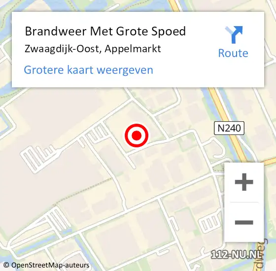Locatie op kaart van de 112 melding: Brandweer Met Grote Spoed Naar Zwaagdijk-Oost, Appelmarkt op 18 mei 2024 17:33