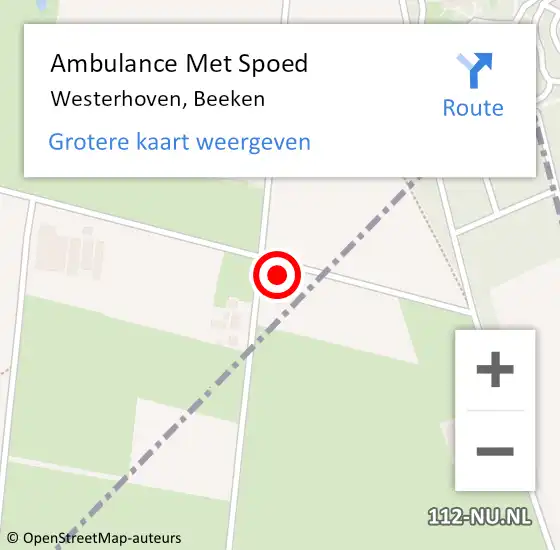 Locatie op kaart van de 112 melding: Ambulance Met Spoed Naar Westerhoven, Beeken op 6 oktober 2014 12:31