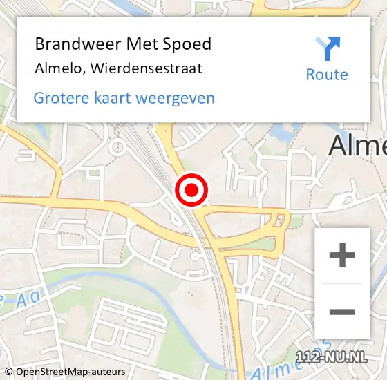 Locatie op kaart van de 112 melding: Brandweer Met Spoed Naar Almelo, Wierdensestraat op 18 mei 2024 17:46