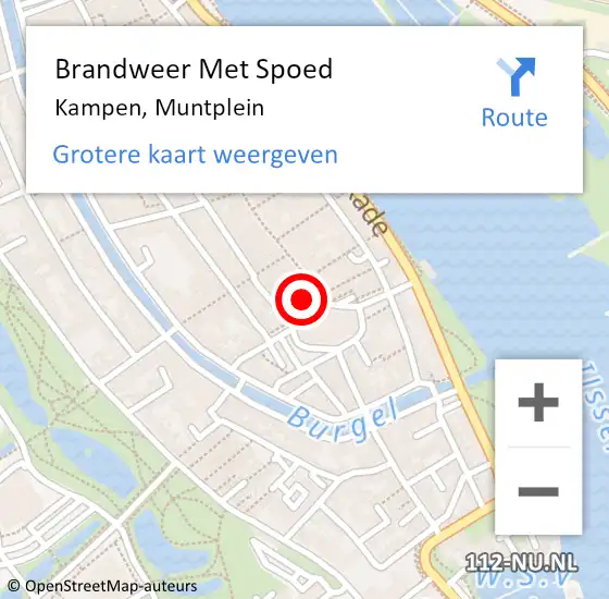 Locatie op kaart van de 112 melding: Brandweer Met Spoed Naar Kampen, Muntplein op 18 mei 2024 17:48
