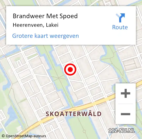 Locatie op kaart van de 112 melding: Brandweer Met Spoed Naar Heerenveen, Lakei op 18 mei 2024 17:50