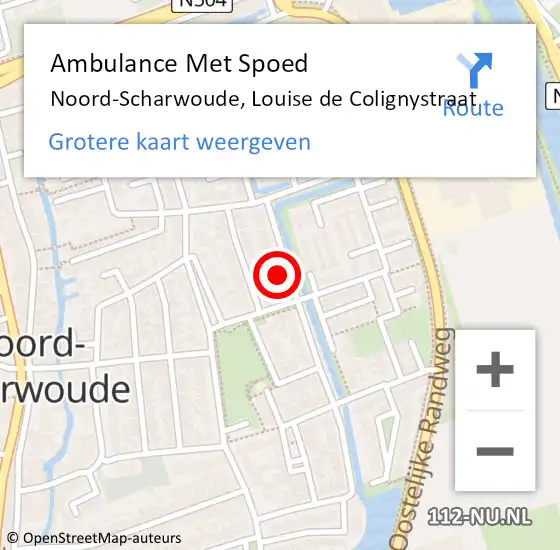 Locatie op kaart van de 112 melding: Ambulance Met Spoed Naar Noord-Scharwoude, Louise de Colignystraat op 18 mei 2024 17:55