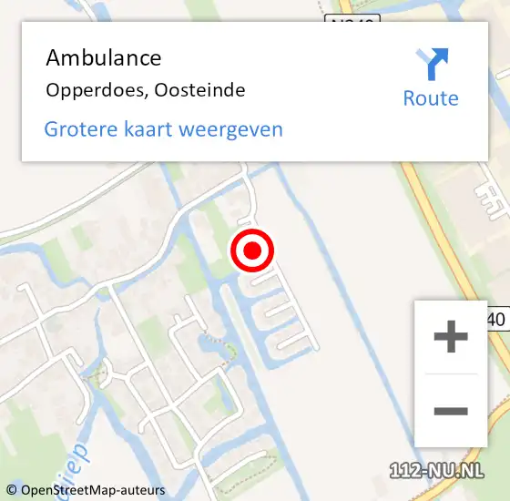 Locatie op kaart van de 112 melding: Ambulance Opperdoes, Oosteinde op 18 mei 2024 17:57