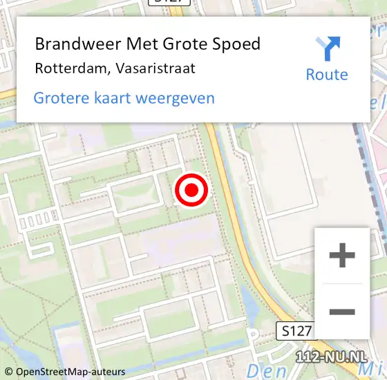 Locatie op kaart van de 112 melding: Brandweer Met Grote Spoed Naar Rotterdam, Vasaristraat op 18 mei 2024 18:16