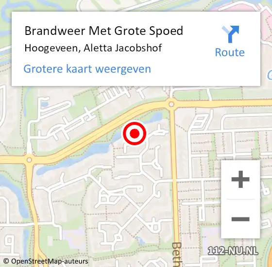 Locatie op kaart van de 112 melding: Brandweer Met Grote Spoed Naar Hoogeveen, Aletta Jacobshof op 18 mei 2024 18:19