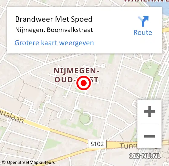 Locatie op kaart van de 112 melding: Brandweer Met Spoed Naar Nijmegen, Boomvalkstraat op 18 mei 2024 18:34