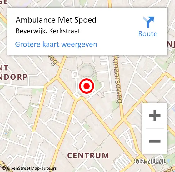 Locatie op kaart van de 112 melding: Ambulance Met Spoed Naar Beverwijk, Kerkstraat op 18 mei 2024 18:35