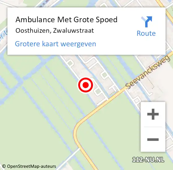 Locatie op kaart van de 112 melding: Ambulance Met Grote Spoed Naar Oosthuizen, Zwaluwstraat op 18 mei 2024 18:38