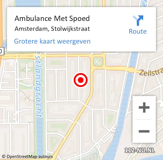 Locatie op kaart van de 112 melding: Ambulance Met Spoed Naar Amsterdam, Stolwijkstraat op 18 mei 2024 18:43