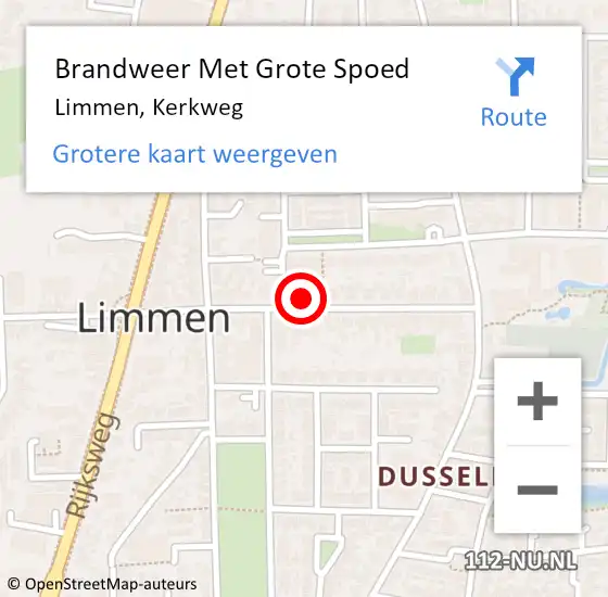 Locatie op kaart van de 112 melding: Brandweer Met Grote Spoed Naar Limmen, Kerkweg op 18 mei 2024 18:51