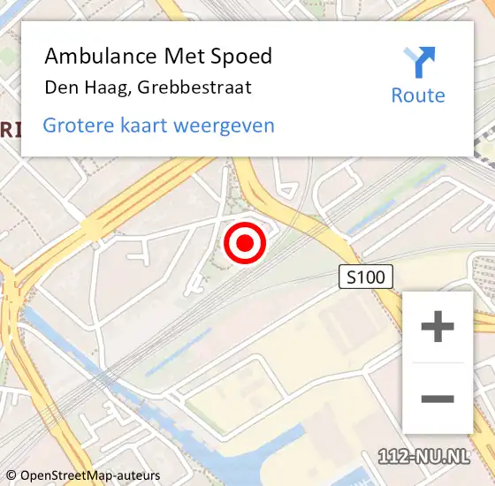 Locatie op kaart van de 112 melding: Ambulance Met Spoed Naar Den Haag, Grebbestraat op 18 mei 2024 18:53