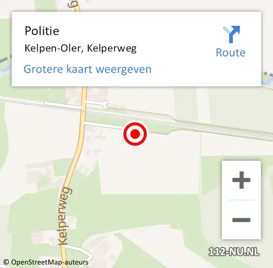 Locatie op kaart van de 112 melding: Politie Kelpen-Oler, Kelperweg op 18 mei 2024 18:55