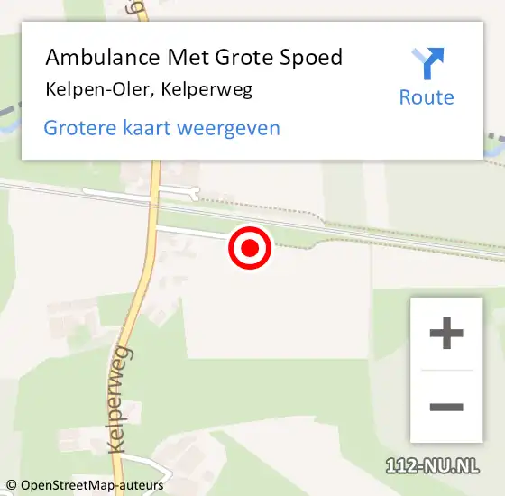 Locatie op kaart van de 112 melding: Ambulance Met Grote Spoed Naar Kelpen-Oler, Kelperweg op 18 mei 2024 18:56