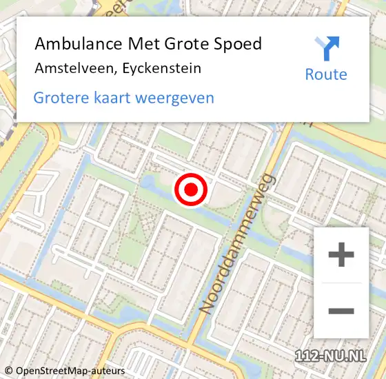 Locatie op kaart van de 112 melding: Ambulance Met Grote Spoed Naar Amstelveen, Eyckenstein op 18 mei 2024 18:56