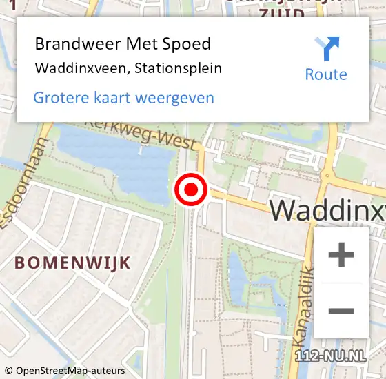 Locatie op kaart van de 112 melding: Brandweer Met Spoed Naar Waddinxveen, Stationsplein op 18 mei 2024 19:02