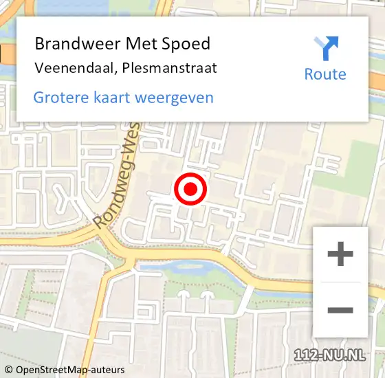 Locatie op kaart van de 112 melding: Brandweer Met Spoed Naar Veenendaal, Plesmanstraat op 18 mei 2024 19:12