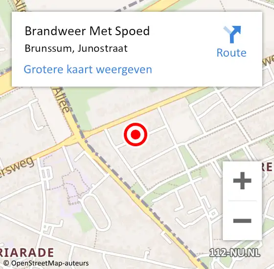 Locatie op kaart van de 112 melding: Brandweer Met Spoed Naar Brunssum, Junostraat op 18 mei 2024 19:16