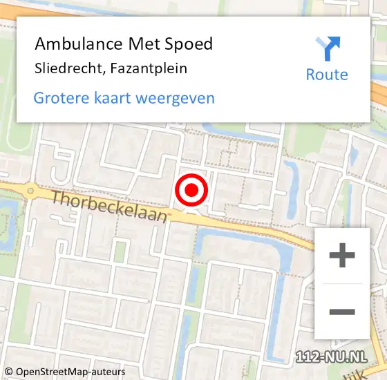 Locatie op kaart van de 112 melding: Ambulance Met Spoed Naar Sliedrecht, Fazantplein op 18 mei 2024 19:18