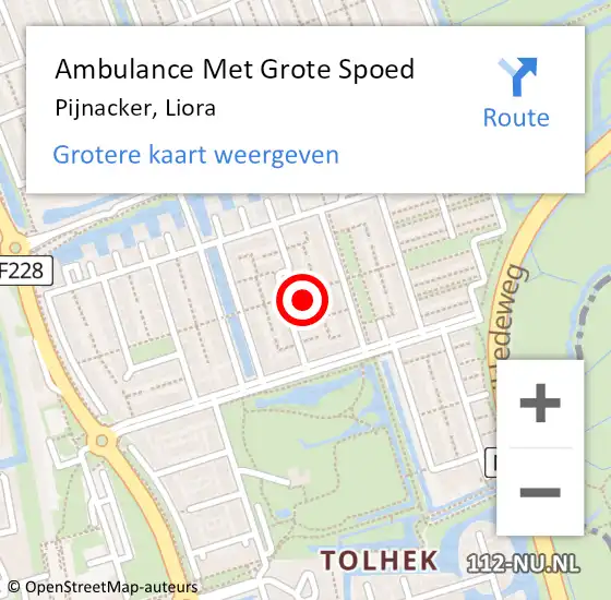 Locatie op kaart van de 112 melding: Ambulance Met Grote Spoed Naar Pijnacker, Liora op 18 mei 2024 19:22