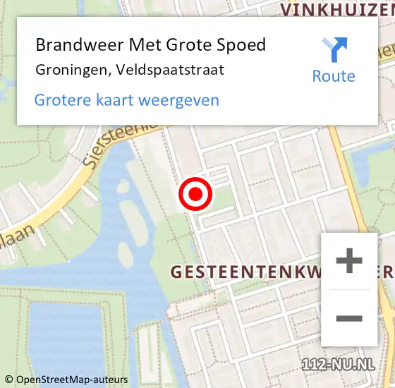 Locatie op kaart van de 112 melding: Brandweer Met Grote Spoed Naar Groningen, Veldspaatstraat op 18 mei 2024 19:23