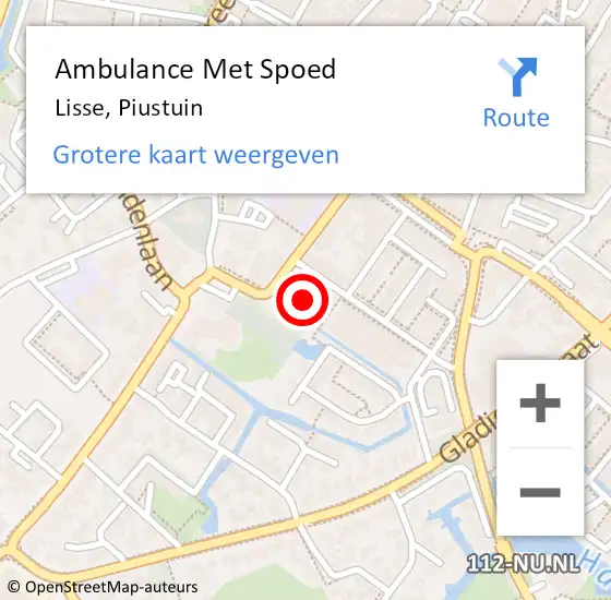 Locatie op kaart van de 112 melding: Ambulance Met Spoed Naar Lisse, Piustuin op 18 mei 2024 19:23