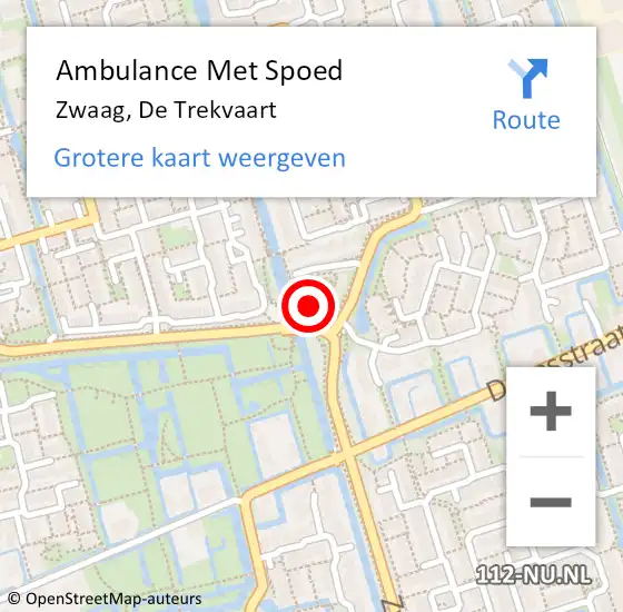 Locatie op kaart van de 112 melding: Ambulance Met Spoed Naar Zwaag, De Trekvaart op 18 mei 2024 19:36