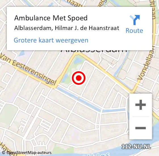 Locatie op kaart van de 112 melding: Ambulance Met Spoed Naar Alblasserdam, Hilmar J. de Haanstraat op 18 mei 2024 19:36