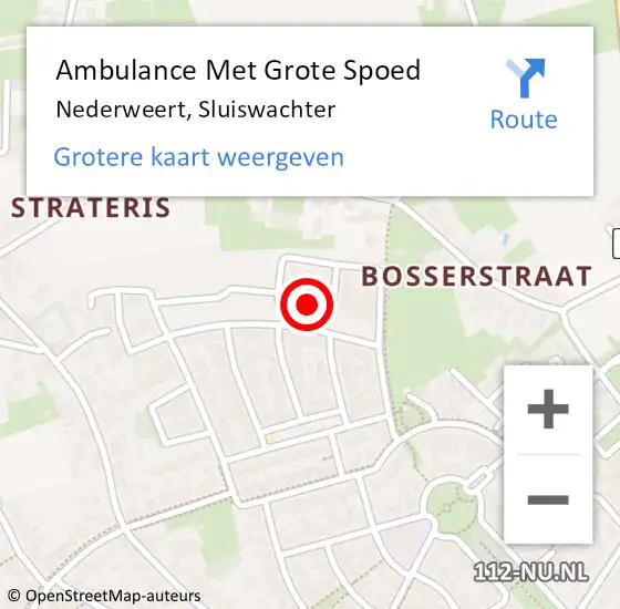 Locatie op kaart van de 112 melding: Ambulance Met Grote Spoed Naar Nederweert, Sluiswachter op 18 mei 2024 19:44