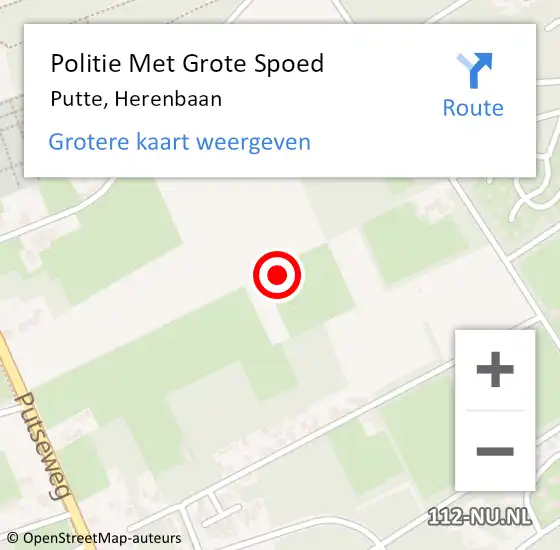 Locatie op kaart van de 112 melding: Politie Met Grote Spoed Naar Putte, Herenbaan op 18 mei 2024 19:45