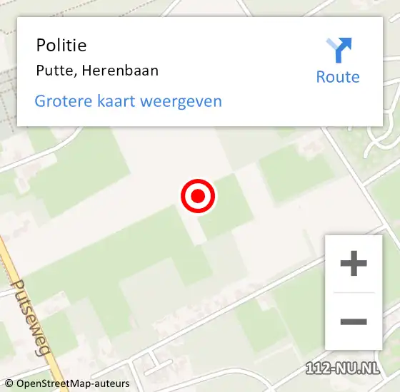 Locatie op kaart van de 112 melding: Politie Putte, Herenbaan op 18 mei 2024 19:47