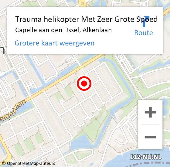 Locatie op kaart van de 112 melding: Trauma helikopter Met Zeer Grote Spoed Naar Capelle aan den IJssel, Alkenlaan op 18 mei 2024 20:04