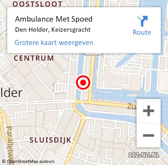 Locatie op kaart van de 112 melding: Ambulance Met Spoed Naar Den Helder, Keizersgracht op 18 mei 2024 20:09